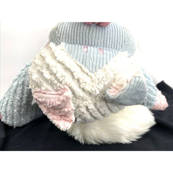 Chenille Animals Plush Cat Kitty By CWC 15” Pastel Pink Blue Weighted Vintage - Picture 7 of 9